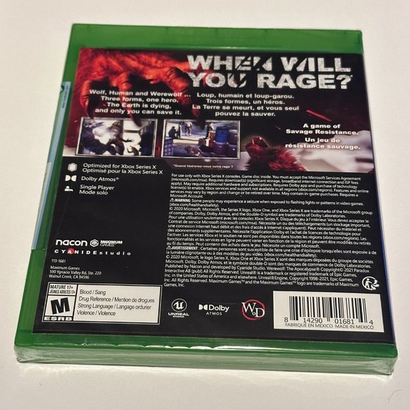 Werewolf The Apocalypse Earth Blood Xbox Series X Factory Sealed - Picture 2 of 3